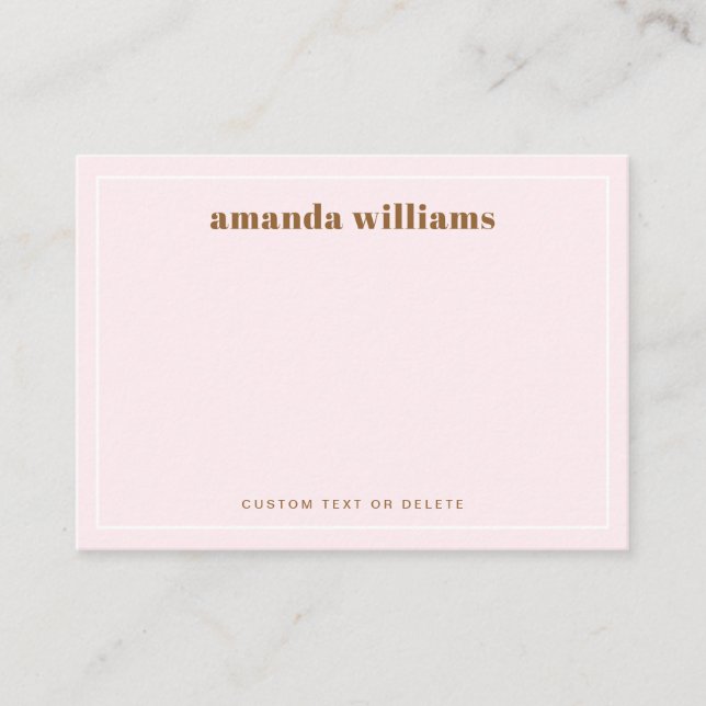 Cartão De Visita Modern light blush pink name & text mini notecard (Frente)