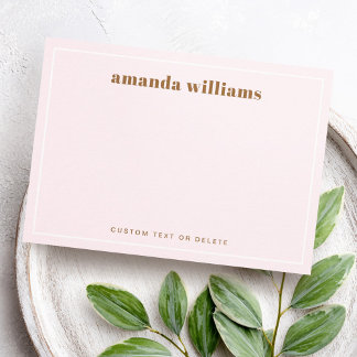 Cartão De Visita Modern light blush pink name & text mini notecard
