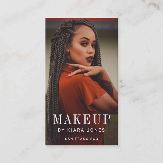 Cartão De Visita Modern Makeup Artist Photo Business (Frente)