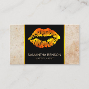 Cartão De Visita Modern Makeup Artist Rosa Dourado Glitter Lábios S