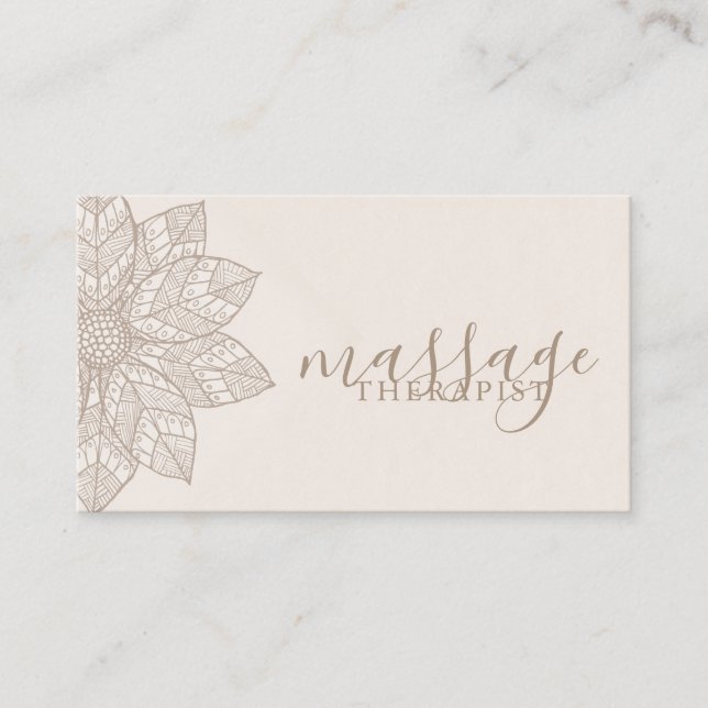 Cartão De Visita Modern Massage Therapist Script Lotus Flower (Frente)