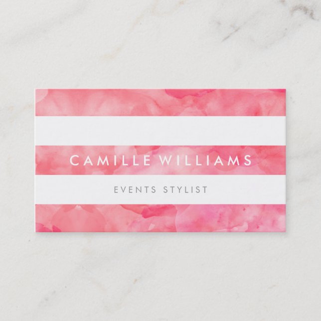 Cartão De Visita MODERN MINIMAL banda larga fresca, cor-de-rosa (Frente)