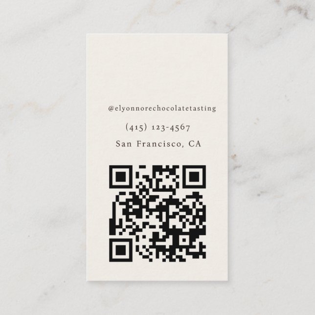 Cartão De Visita Modern Minimal Chocolate Tasting Qr Code (Verso)