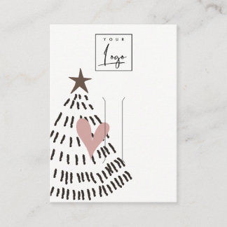 Cartão De Visita Modern Minimal Christmas Tree Heart Hairpin Logo