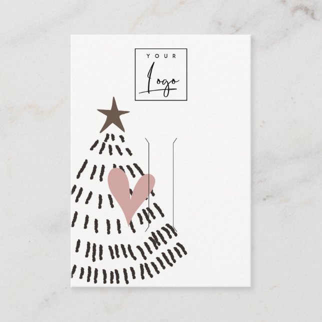 Cartão De Visita Modern Minimal Christmas Tree Heart Hairpin Logo (Frente)