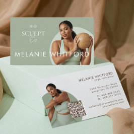 Cartão De Visita Modern Minimal Fitness Personal Trainer Photo QR