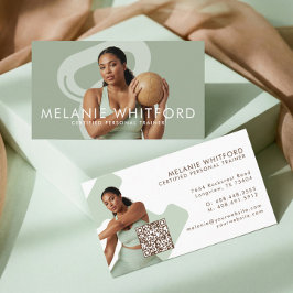 Cartão De Visita Modern Minimal Fitness Personal Trainer Photo QR