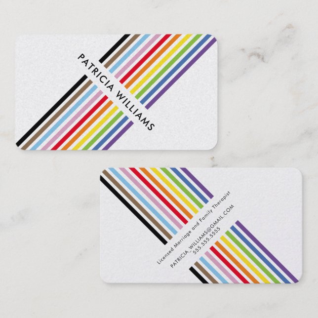 Cartão De Visita MODERN MINIMAL unique stripe rainbow pride LGBTQ (Frente/Verso)