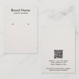 Cartão De Visita Modern Minimalist Beige Linen Jewelry Display Card