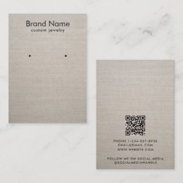 Cartão De Visita Modern Minimalist Beige Linen Jewelry Display Card