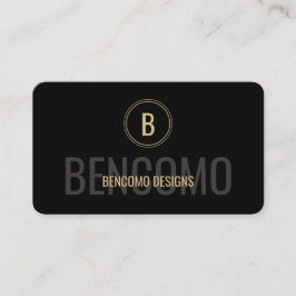 Cartão De Visita Modern Minimalist Black and Gold Monogram