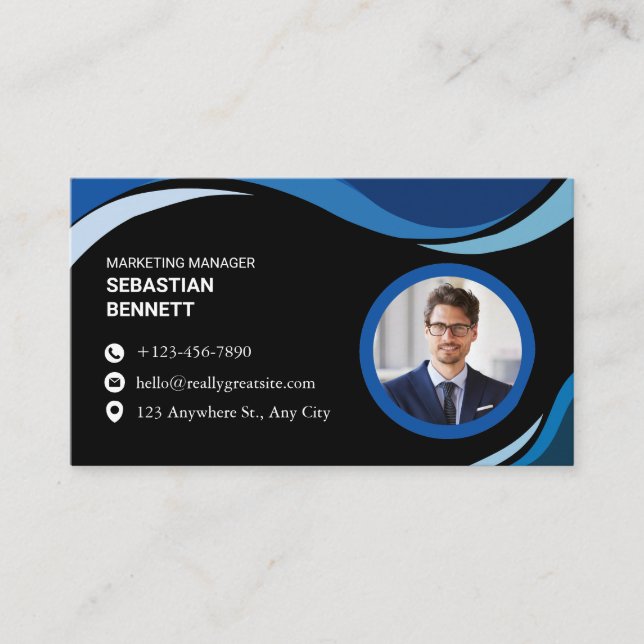 Cartão De Visita Modern Minimalist Black Custom  (Frente)