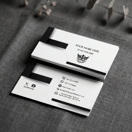 Cartão De Visita Modern Minimalist Black & White Logo Business Card
