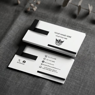 Cartão De Visita Modern Minimalist Black & White Logo Business Card
