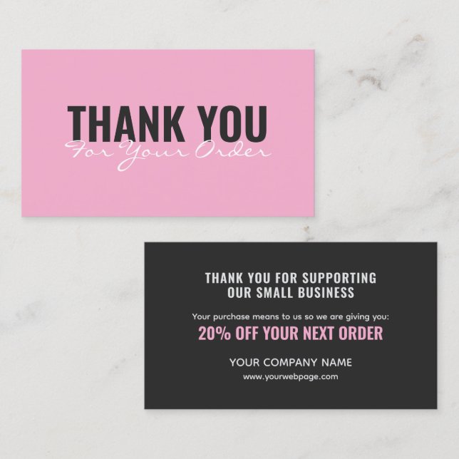 Cartão De Visita Modern minimalist bold Thank You card (Frente/Verso)