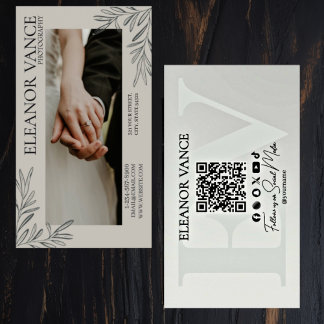 Cartão De Visita Modern Minimalist Botanical Monogrammed Logo
