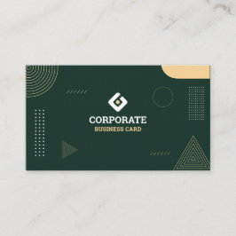 Cartão De Visita Modern Minimalist Dark Green & Gold Corporate