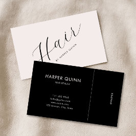 Cartão De Visita Modern Minimalist Hair Stylist Script Blush Pink