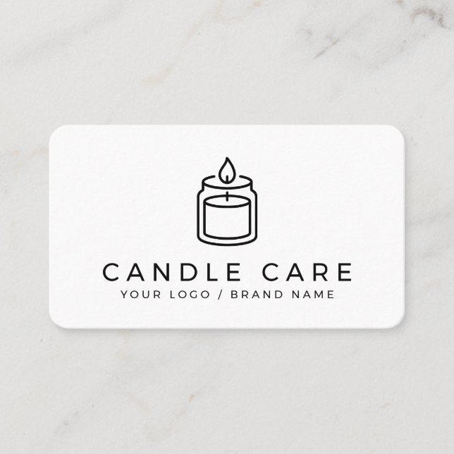 Cartão De Visita Modern Minimalist Line Art Candle Care Instruction (Frente)