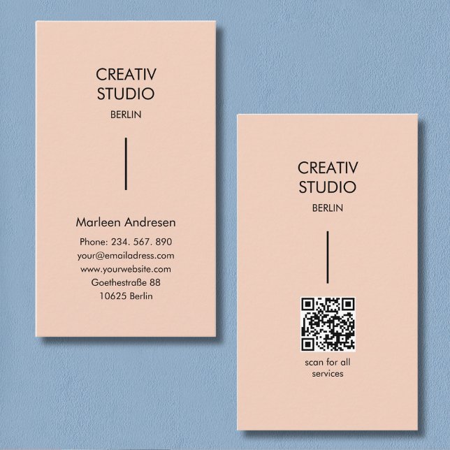 Cartão De Visita Modern Minimalist Peach Beige Black (Modern Minimalist Peach Beige Black Business Card)