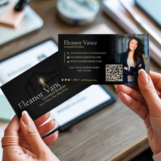 Cartão De Visita Modern Minimalist Qr Code Social Media Relator (Criador carregado)