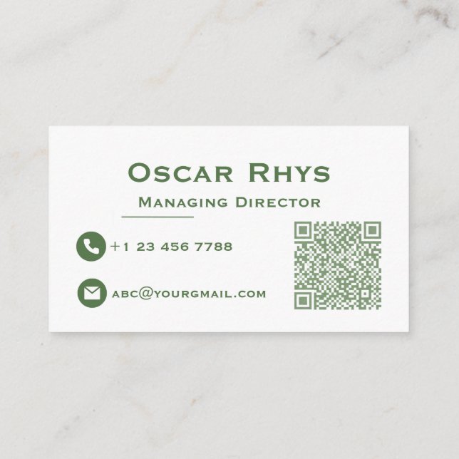 Cartão De Visita Modern Minimalist Sage Green & White Business Card (Verso)