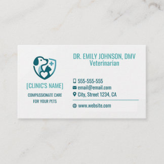 Cartão De Visita Modern Minimalist Veterinarian & Pet Clinic Custom