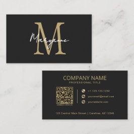 Cartão De Visita Modern Monogram Black Gold