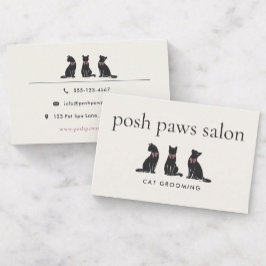 Cartão De Visita Modern Neutral Cat Grooming