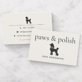 Cartão De Visita Modern Neutral Dog Groomer | Editable