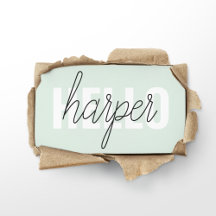 Modern Pastel Mint Hello E Você Nome