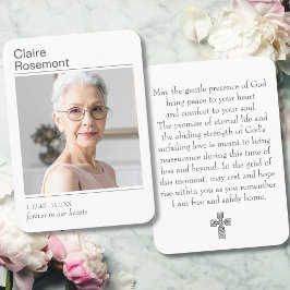 Cartão De Visita Modern Photo Funeral Prayer Card With Cross