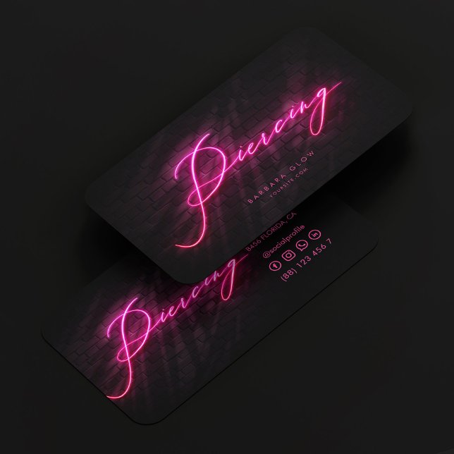 Cartão De Visita Modern Piercing Compra Neon Pink (Modern Piercing Shop Neon Pink Business Card
)