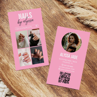 Cartão De Visita Modern Pink Photo Collage Instagram IG