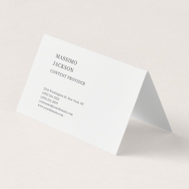 Cartão De Visita Modern Plain Simple Black White Minimalist  (Frente)