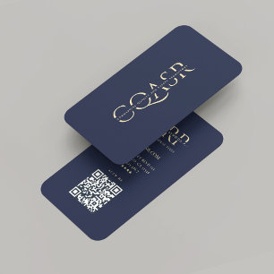 Cartão De Visita Modern Professional Company Monograma Dark Blue