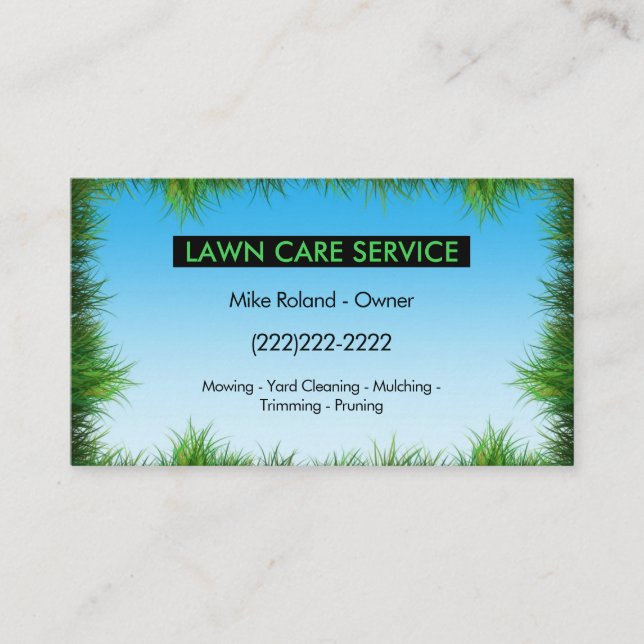 Cartão De Visita Modern Professional Lawn Care Gardener Services (Frente)