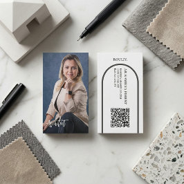 Cartão De Visita Modern Professional Photo | Minimalist Arch QR Cod