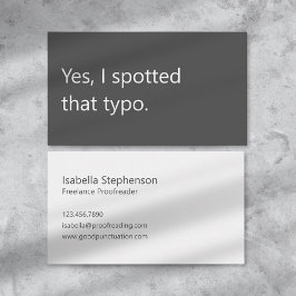 Cartão De Visita Modern Proofreader Freelance Grey White Minimalist