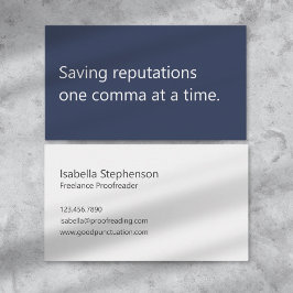 Cartão De Visita Modern Proofreader Freelance Minimalist Navy White