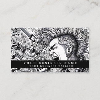 Cartão De Visita Modern Punk Rock Mohawk Angry