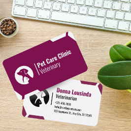 Cartão De Visita Modern Purple Vet Clinic Business Card for Pet Car