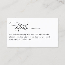Cartão De Visita Modern QR Code Minimalist Wedding Enclosure Card