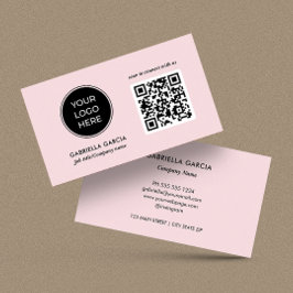 Cartão De Visita Modern QR Code Pink Logo Business Card