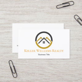 Cartão De Visita Modern Real Estate white and gold custom logo 