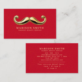 Cartão De Visita Modern Red & Gold Hair Stylist