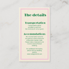 Cartão De Visita Modern Retro Striped  Wedding Information 