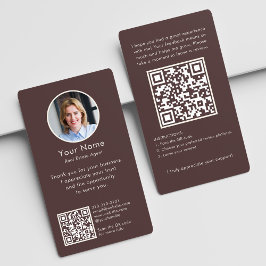 Cartão De Visita Modern Review Request with QR Code And Photo Boho