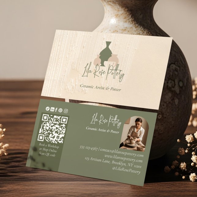 Cartão De Visita Modern Rustic Minimal Handmade Pottery Ceramic (Modern Rustic Minimal Handmade Pottery Ceramic Business Card)