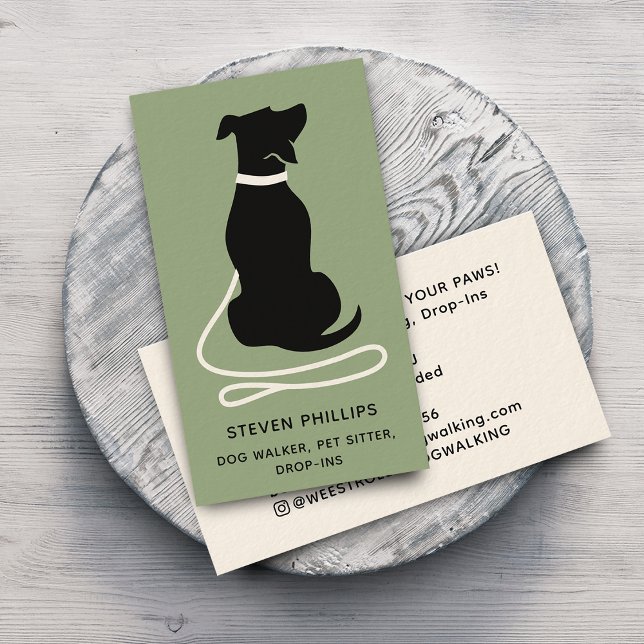 Cartão De Visita Modern Silhouette Dog Walker Dog Sitter (Modern Silhouette Dog Walker Dog Sitter Business Card)